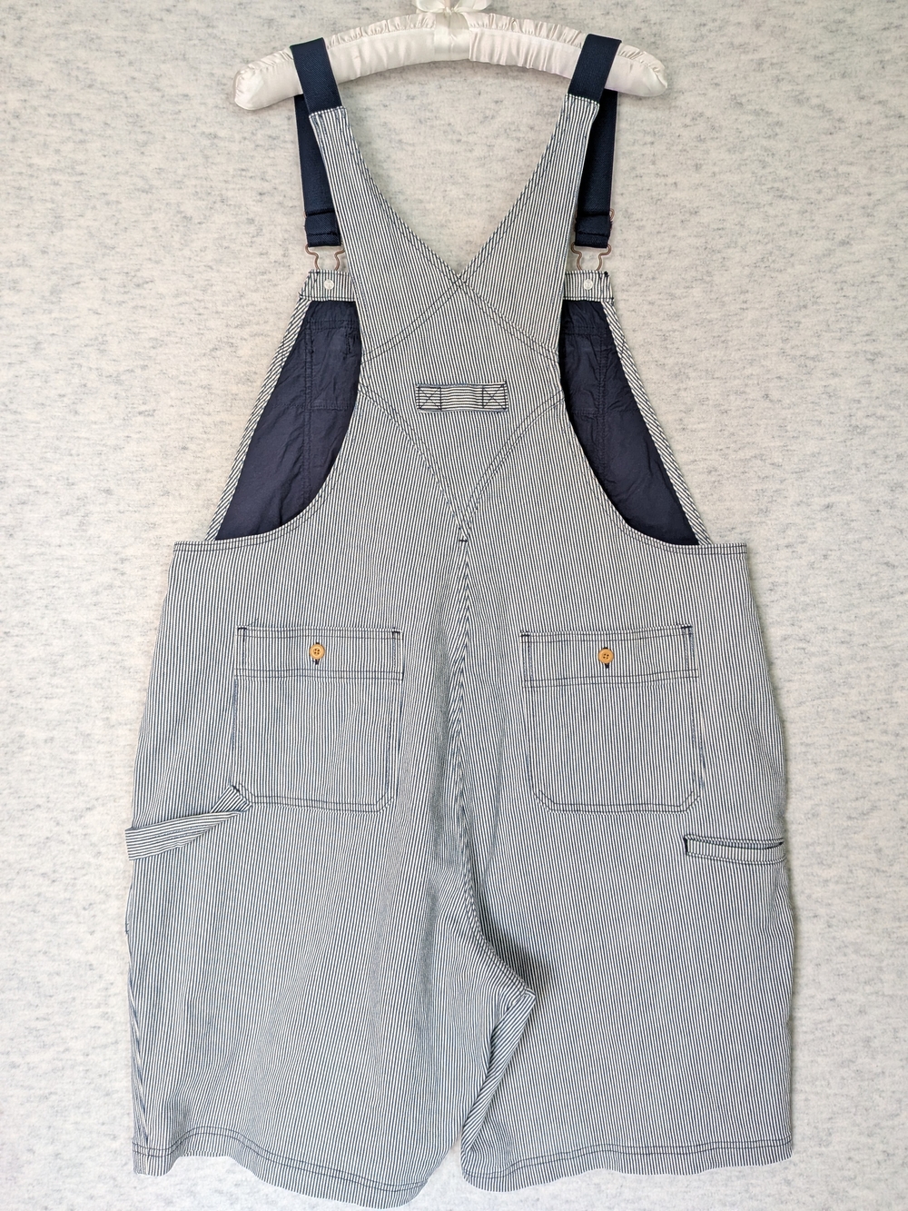 Duluth Trading Co. Rootstock Gardening Blue & White Striped Short Overalls Sz XL - Picture 2 of 16